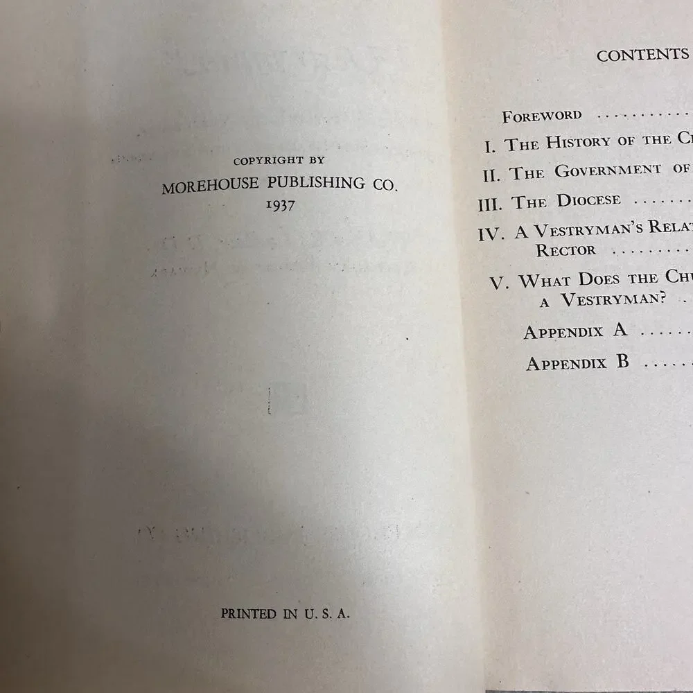 I am A Vestryman By Theodore R. Ludlow, D.D. Newark Edition 1937 Book